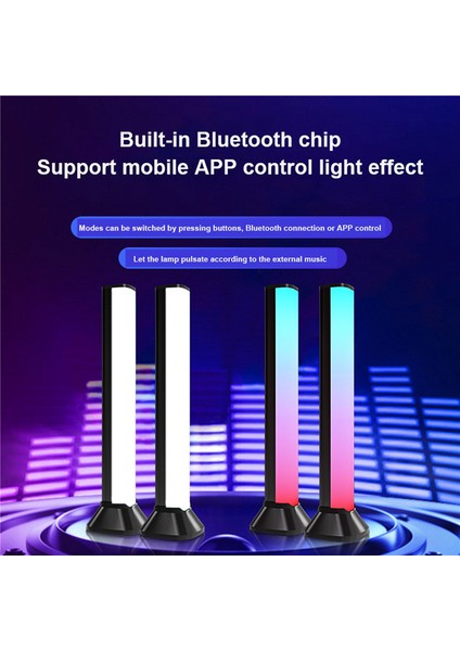 USB Atmosfer Işığı 5W Rgb+W Masaüstü Sesle Etkinleştirilen Rgb Sihirli Renk Alma Ev Dekoratif Yatak Odası Gece Lambası-A (Yurt Dışından)