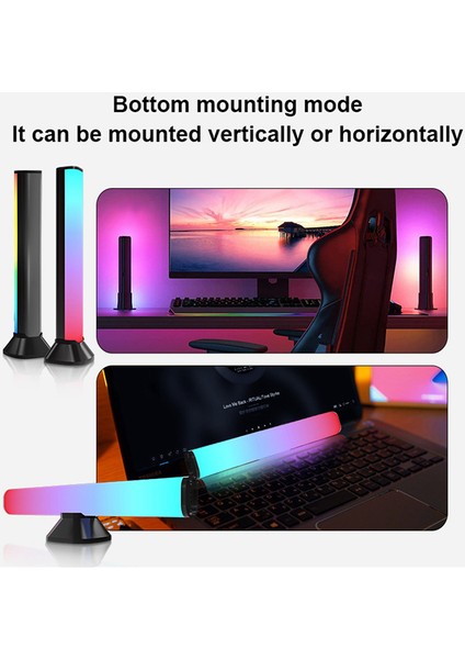 USB Atmosfer Işığı 5W Rgb+W Masaüstü Sesle Etkinleştirilen Rgb Sihirli Renk Alma Ev Dekoratif Yatak Odası Gece Lambası-A (Yurt Dışından)