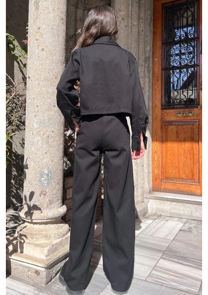 Bel Lastikli Cep Detaylı Gömlek Pantolon İkili Takım P-00010045