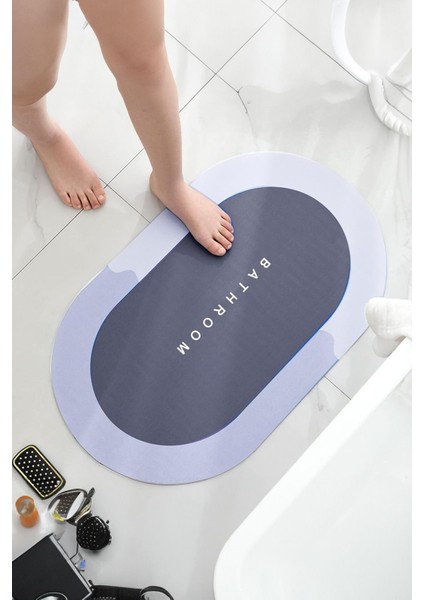 Süper Emici Oval Banyo Paspası Yüksek Su Emiş Gücü Kaydırmaz Paspas