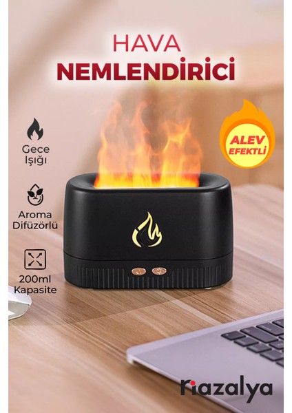 Ultrasonik Hava Nemlendirici Simülasyon 3D Alev Işığı Nemlendirici - Buhar Makinesi 230ml.