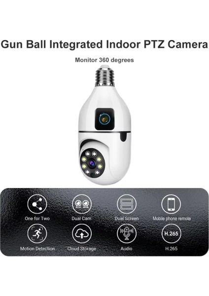 CMR40 Çift Lens Çift Ekran Ampul Kamera İki Yolu Ses Gece Görüş Akıllı Ev Güvenlik Kablosuz