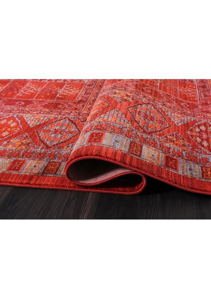 7/24 Retro Tarzı 80 x 150 cm Toz Barındırmaz Viskon Yolluk Halı 0234-BRD