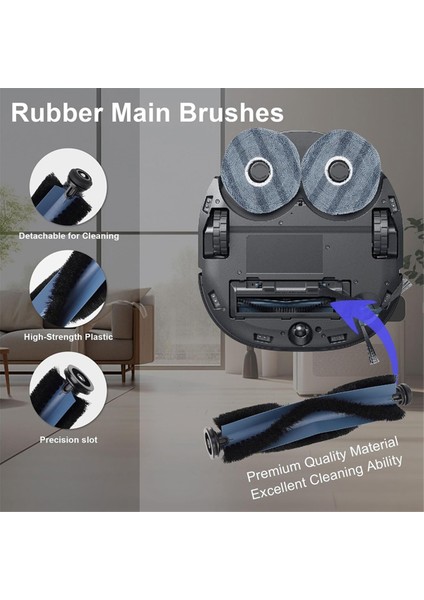 Eufy X10 Pro Omni Robot Süpürge Ana Yan Fırça Hepa Filtre Paspas Bezi Toz Torbaları Yedek Yedek Parçalar (Yurt Dışından)