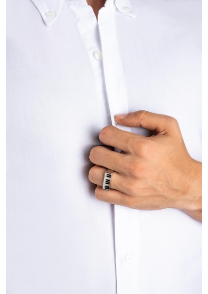 Piyano 18 Ayar Beyaz Altın Kaplama Unisex Gümüş Yüzük fiyatları
