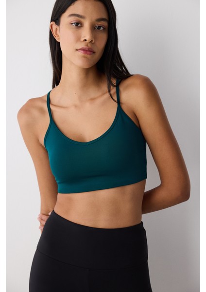 Koyu Yeşil Hafif Destek New Light Spor Sütyeni