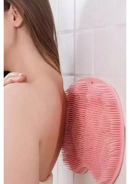 Vantuzlu Silikon Duş Fırçası Duvara Sabitlenebilir Ayak Sırt Yıkama Fırçası Yumuşak Banyo Lifi