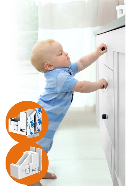 Gizli Çocuk Kilidi - 4 Adet Kilit ile 8 Adet Dolap Kapağı Veya Çekmece Kilitler fiyatları