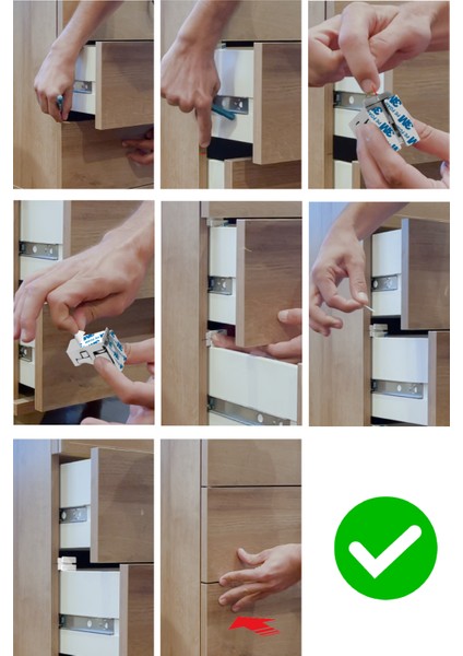 Gizli Çocuk Kilidi - 4 Adet Kilit ile 8 Adet Dolap Kapağı Veya Çekmece Kilitler modelleri