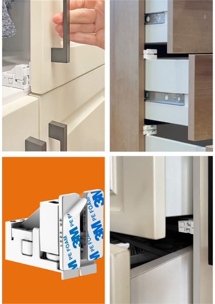 Gizli Çocuk Kilidi - 4 Adet Kilit ile 8 Adet Dolap Kapağı Veya Çekmece Kilitler fırsatları