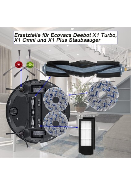 X1 Omni Turbo Robot Süpürge Ana Yan Fırça Hepa Filtreleri Paspas Bezi Yedek Parçaları (Yurt Dışından)