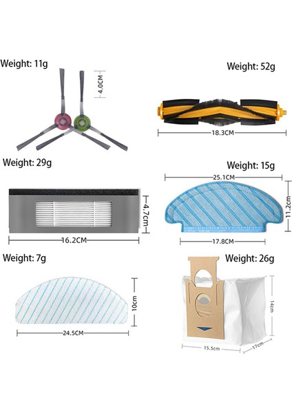 Cobos Süpürge Aksesuarları Için Uygundur Ozmot8 T9 N8PRO Yan Fırça Rulo Filtresi 11 Parçalı Yedek Aksesuar Seti (Yurt Dışından)
