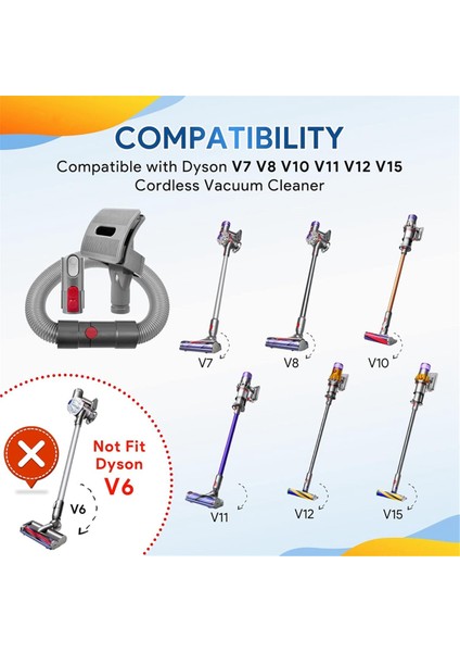 V7 V8 V10 V11 V15 Vakumlu Evcil Hayvan Bakım Seti - Uzatma Hortumu ve Adaptörlü Köpek Fırçası Tüy Alma Aparatı (Yurt Dışından)