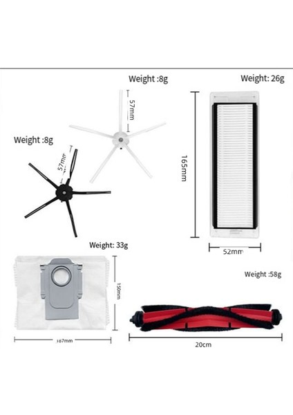 Süpürme Robotu Aksesuarları Q5+ Ana Fırça Yan Hepa Filtre Toz Torbası Için Uygundur (Yurt Dışından)