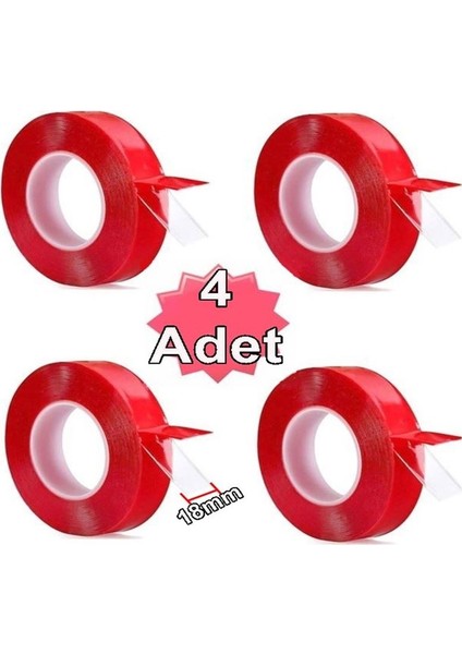 Silikonlu Çift Taraflı Montaj Sızdırmazlık Bandı ( 18MM x 2mt ) 4 Adet