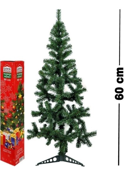 Yılbaşı Çam Ağacı 60 cm Yeşil Plastik Yoğun Dallı Dayanıklı Ayaklı Tek Parça Tasarım
