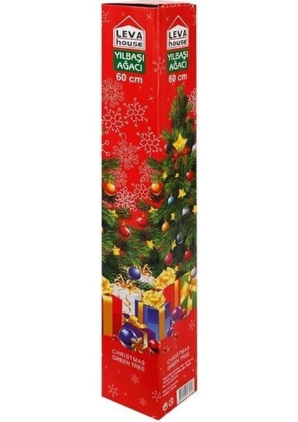 Yılbaşı Çam Ağacı 60 cm Yeşil Plastik Yoğun Dallı Dayanıklı Ayaklı Tek Parça Tasarım