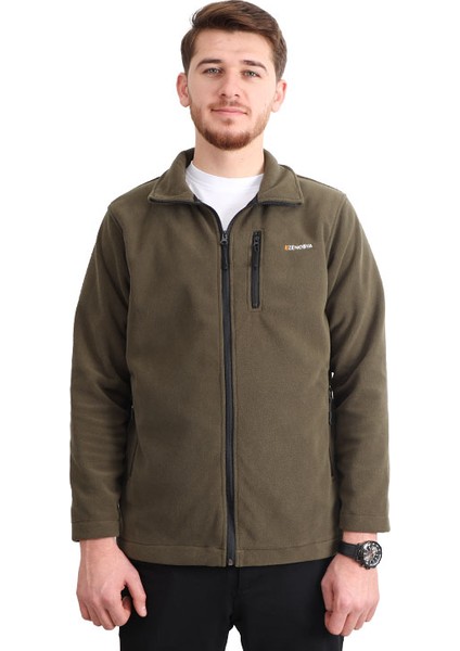 Erkek Polar Ceket - Haki - Takma Kol - Zenobya