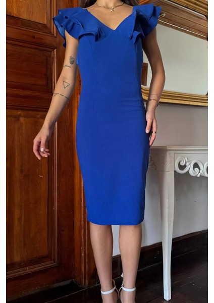 Sırt Çapraz Fırfırlı Abiye Elbise modelleri