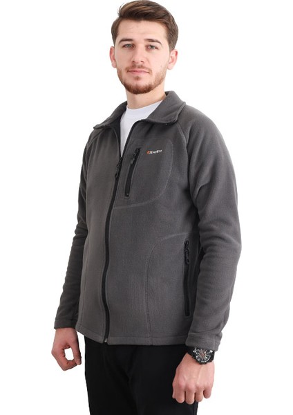 Erkek Polar Ceket - Reglan Kol - Gri - Zenobya