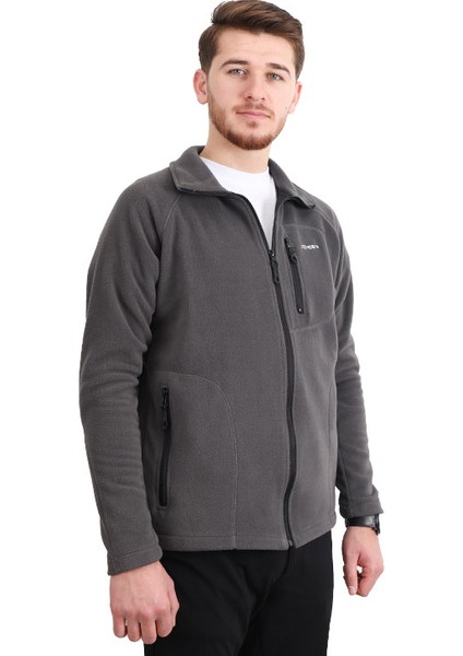 Erkek Polar Ceket - Reglan Kol - Gri - Zenobya