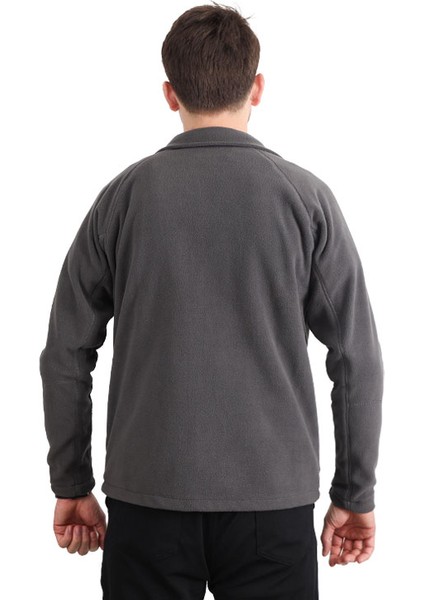 Erkek Polar Ceket - Reglan Kol - Gri - Zenobya
