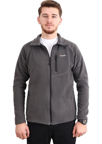 Erkek Polar Ceket - Reglan Kol - Gri - Zenobya