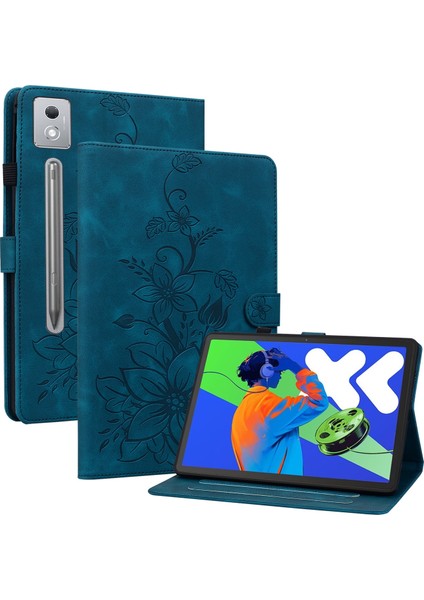Lenovo Tab P12 12.7 2025 Için Kabartmalı Deri Kılıf (Yurt Dışından)
