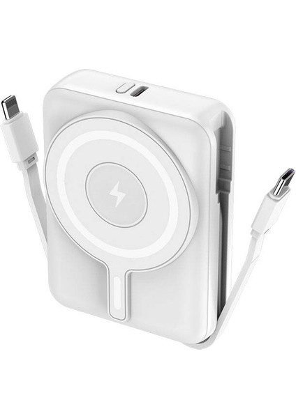 LP-PW002 Dijital LED Göstergeli Type-C & Lightning Kablosuz Taşınabilir Powerbank 10.000 mAh