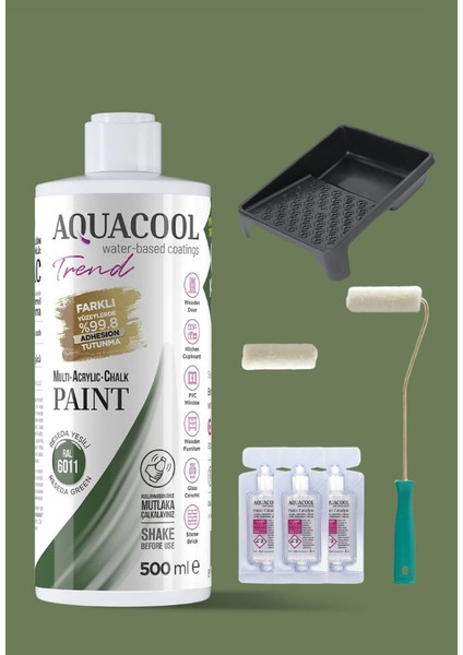 Trend Su Bazlı Akrilik Hobi Boya 500 ml Rulo Katalizör Boyacı Tavası Hibrit Dönüşüm Boyası Seti Ral 6011