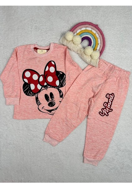 Minnie Mouse Desen Pembe Kız Çocuk Pijama Takım