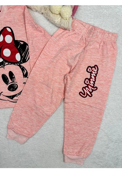 Minnie Mouse Desen Pembe Kız Çocuk Pijama Takım modelleri