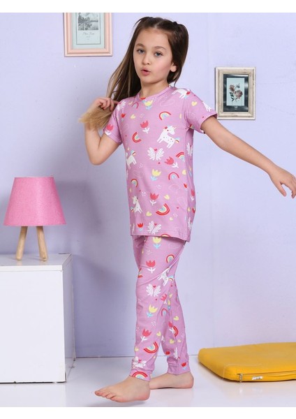 Unicorn Desenli Pembe Pijama Takımı modelleri