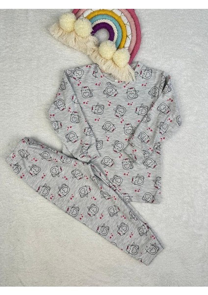Kedi Desen Gri Kız Çocuk Pijama Takım fiyatları