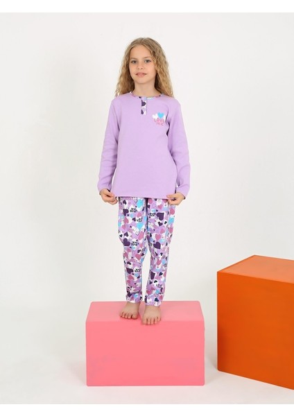 Love Lila Düğme Detaylı Kız Çocuk Pijama Takım fiyatları