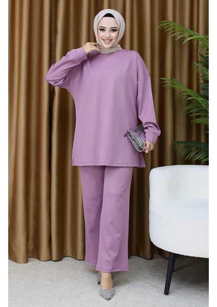Fitilli Tunik Pantolon Ikili Takım 5570-02 Gül Kurusu