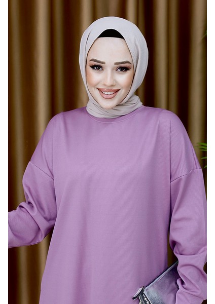 Fitilli Tunik Pantolon Ikili Takım 5570-02 Gül Kurusu modelleri