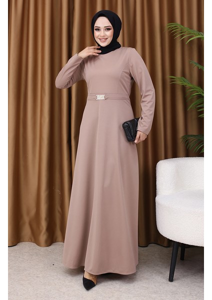 Tokalı Elbise 7123-05 Vizon fiyatları