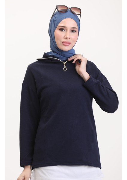 Fermuarlı Tunik Pantolon Ikili Takım 1058-03 Lacivert modelleri