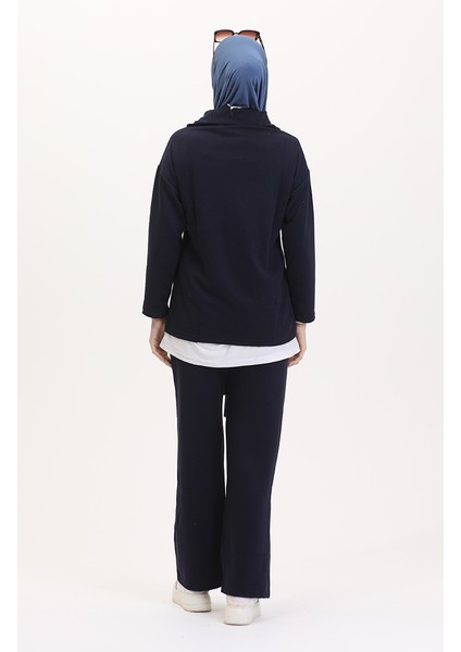 Fermuarlı Tunik Pantolon Ikili Takım 1058-03 Lacivert indirimleri