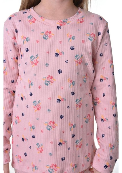 Çiçek Desenli Pembe Fitilli Çocuk Pijama Takımı fırsatları
