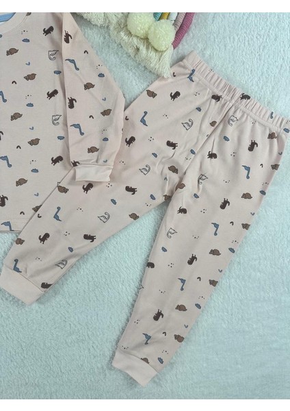 Dinozor Desen Pudra Kız Çocuk Pijama Takım fiyatları