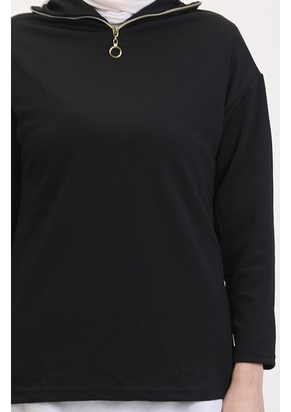 Fermuarlı Tunik Pantolon Ikili Takım 1058-04 Siyah fırsatları