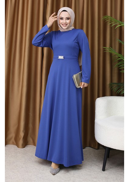Tokalı Elbise 7123-04 Indigo