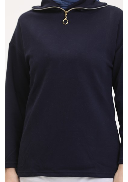 Fermuarlı Tunik Pantolon Ikili Takım 1058A-01 Lacivert modelleri