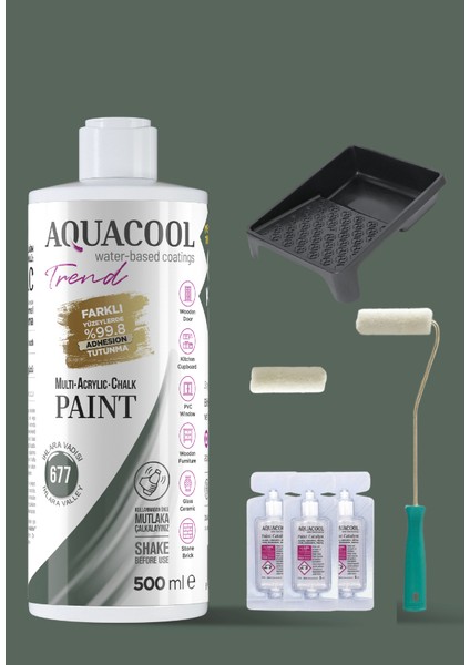 Trend Su Bazlı Akrilik Hobi Boya 500 ml Rulo Katalizör Boyacı Tavası Hibrit Dönüşüm Boyası Seti Ihlara Vadisi