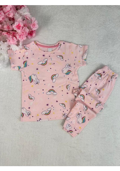 Kedicik Desenli Fitilli Kumaş Pembe Pijama Takımı fiyatları
