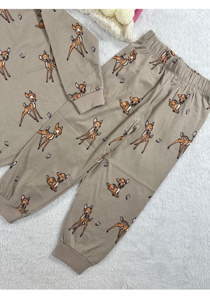 Bambi Desen Bej Kız Çocuk Pijama Takım modelleri