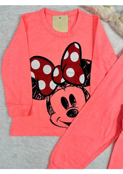 Minnie Mouse Desen Neon Pembe Kız Çocuk Pijama Takım fiyatları