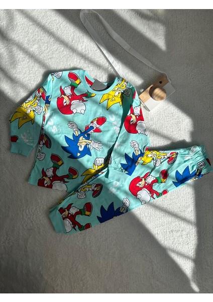 Sonic Desen Turkuaz Erkek Çocuk Pijama Takım
